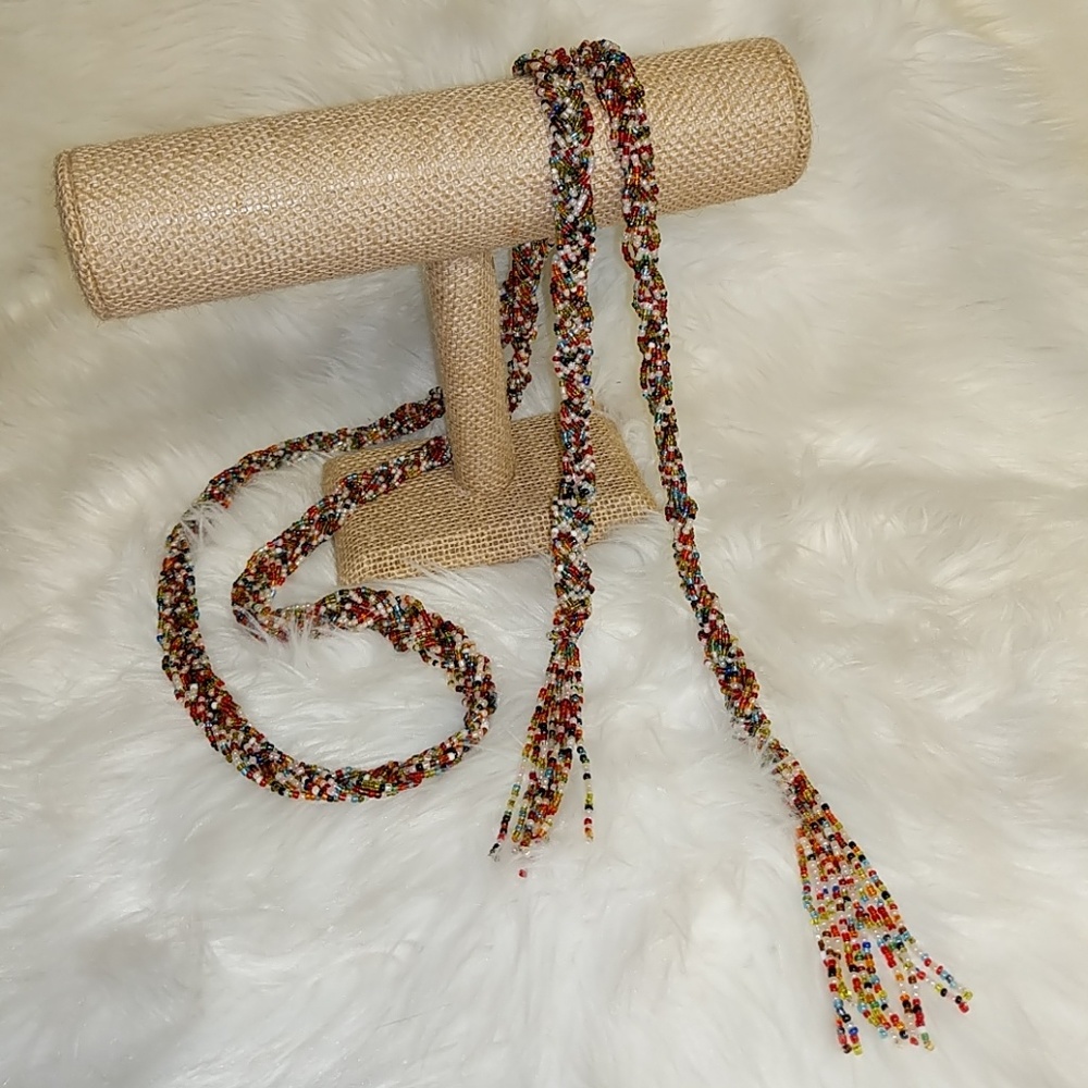 Versatile Beaded Tassel Statement Necklace or Belt